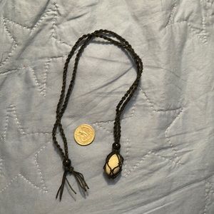 Hand made PNW white quartz rock necklace 006